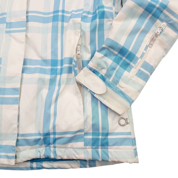 Roxy Snow Jacket Womens Large White Blue Hooded Insulated Snowboarding Outdoor - Picture 4 of 14